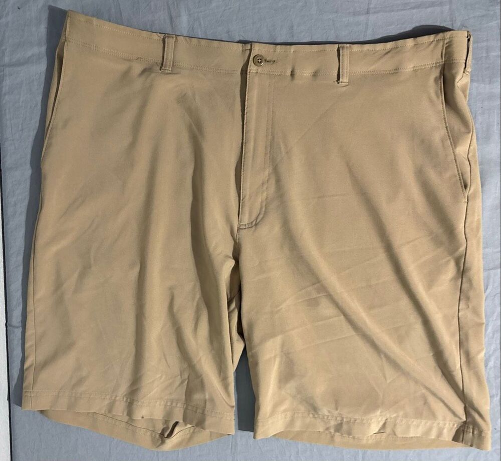 Ben Hogan Performance Solid Tan Chino Flat Front Golf Shorts Mens 42